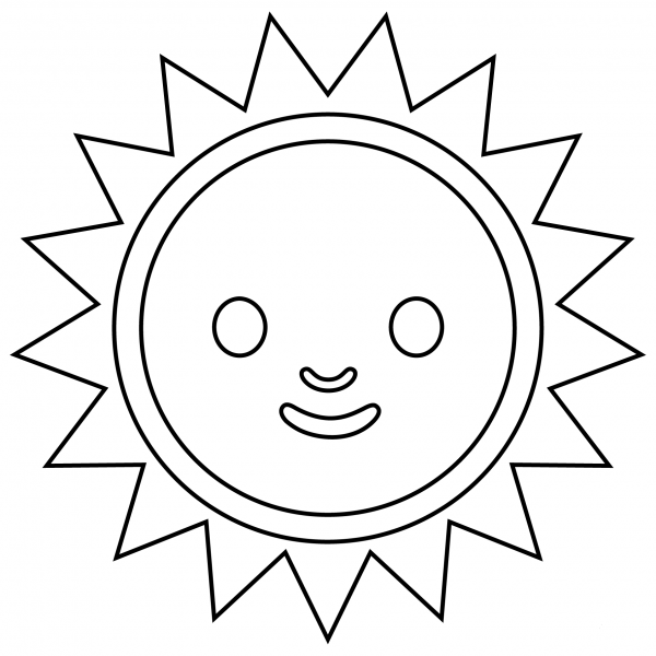 Sun with Face Emoji coloring page image