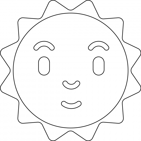 Sun With Face Emoji coloring page image