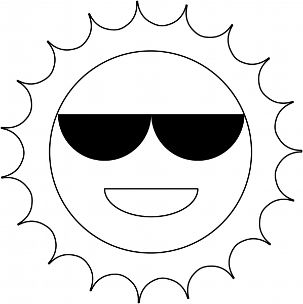Sun with Sunglasses coloring page image