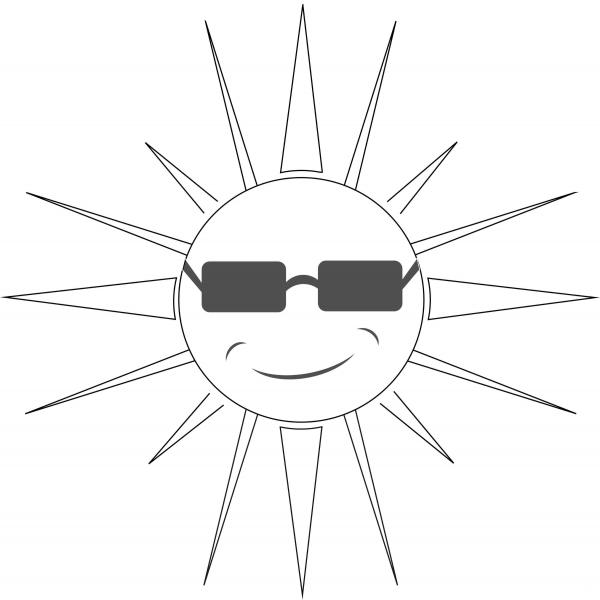 Sun with Sunglasses coloring page image