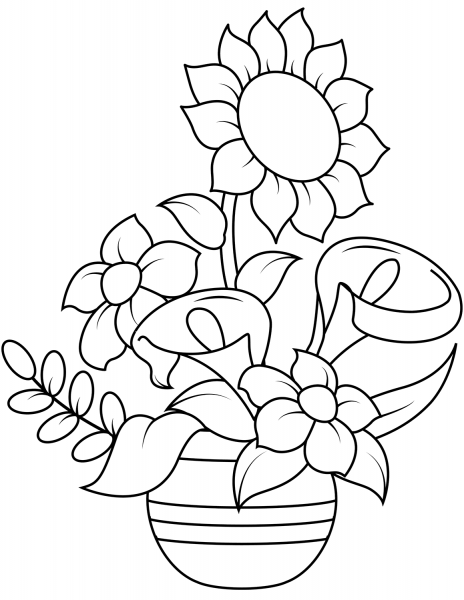 Sunflower and Callas coloring page image
