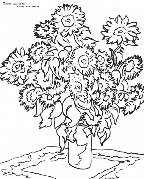 Sunflower By Claude Monet  coloring page image