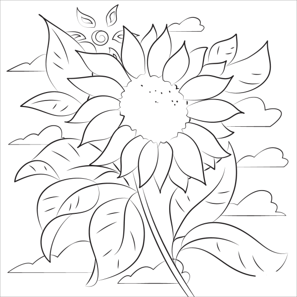 Sunflower coloring page image