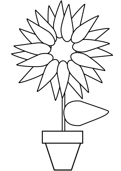 Sunflower in a Pot coloring page image