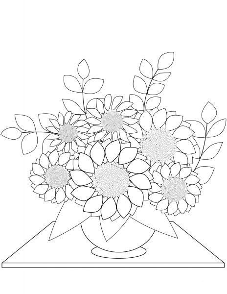 Sunflowers Bouquet coloring page image