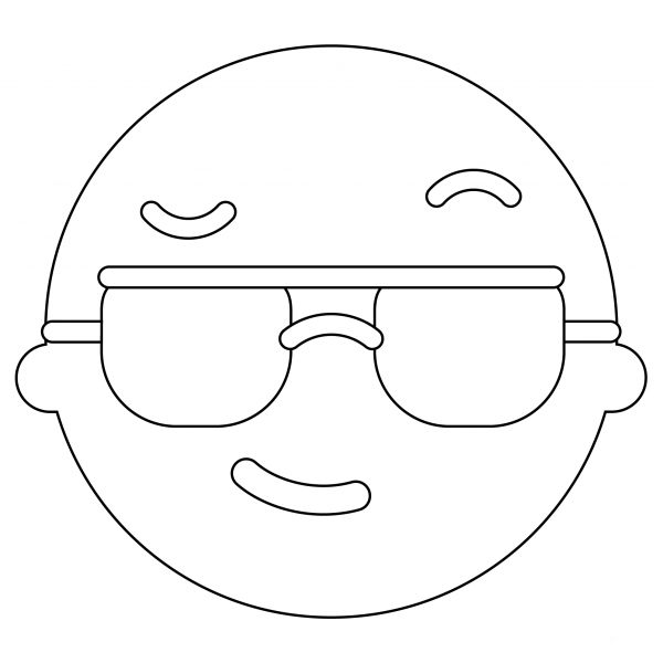 Sunglasses Face Emoji coloring page image