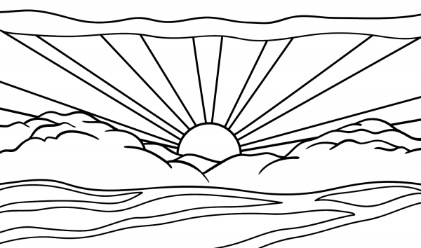 Sunrise by Roy Lichtenstein coloring page image