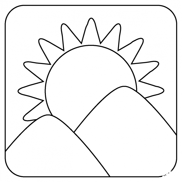 Sunrise over Mountains Emoji coloring page - ColouringPages