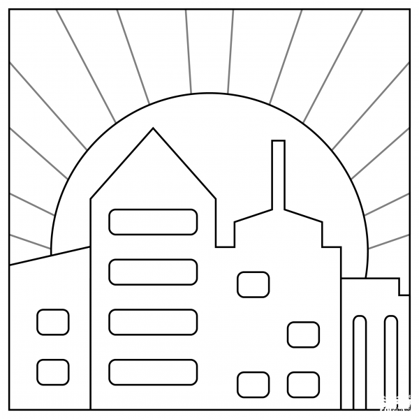 Sunset coloring page image