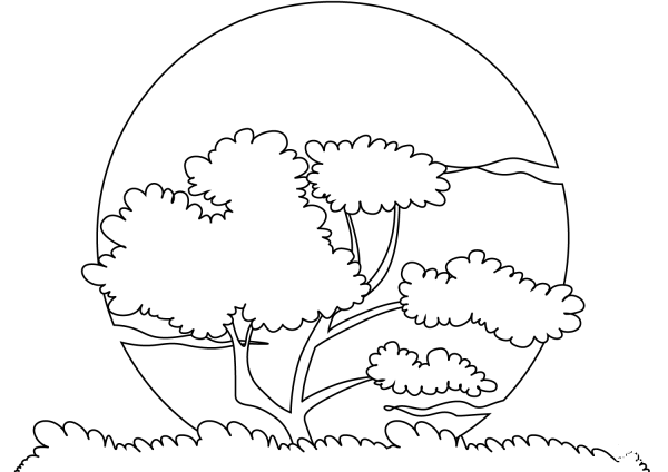Sunset Sun coloring page image