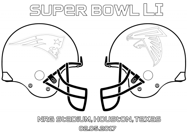 Super Bowl LI: New England Patriots vs. Atlanta Falcons coloring page image