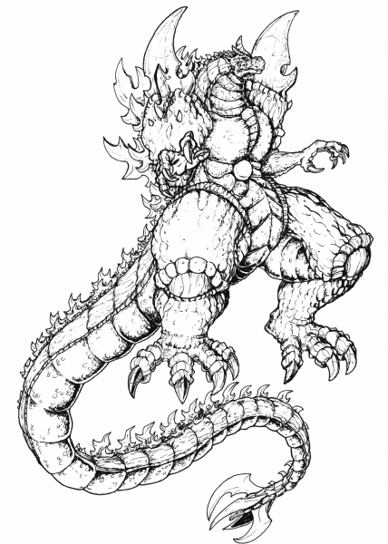 Super Godzilla coloring page image