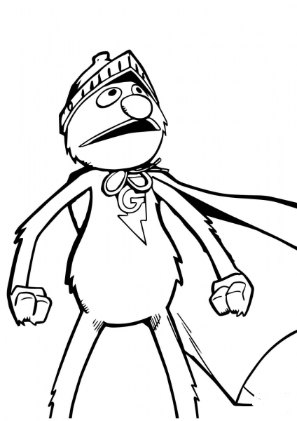 Super Grover Ready for Action coloring page image