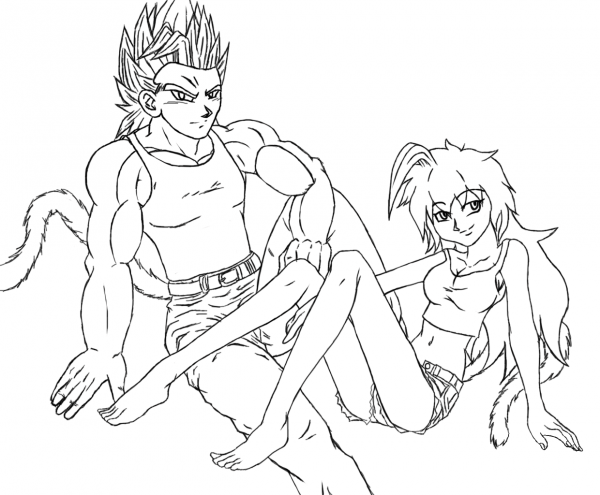 Super Saiyan with Lady X coloring page image