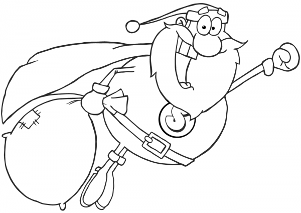 Super Santa Claus Fly coloring page image