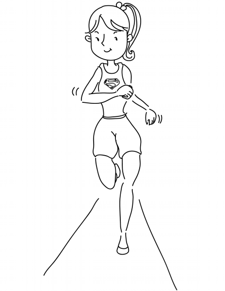 Supergirl Running coloring page image