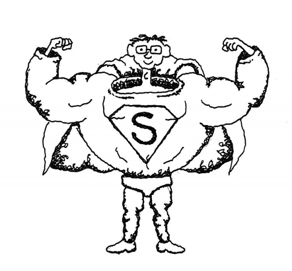 Superman boy caricature coloring page image