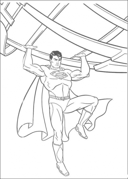 Superman can move entire planets coloring page image