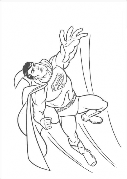 Superman flies up To The Sky  coloring page image