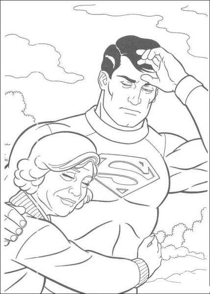 Superman has saved the woman  coloring page image