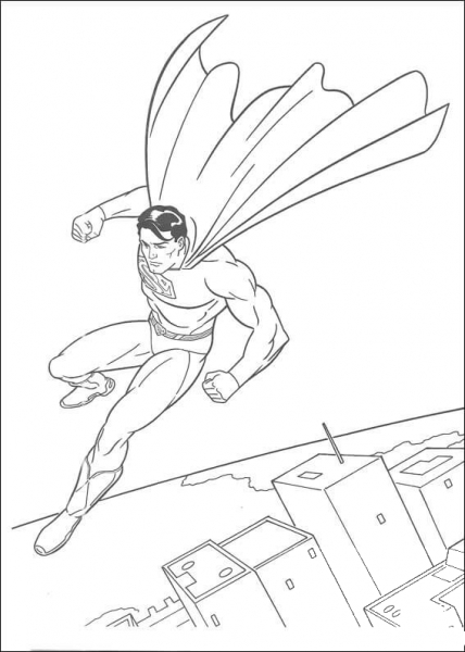 Superman over the city coloring page image