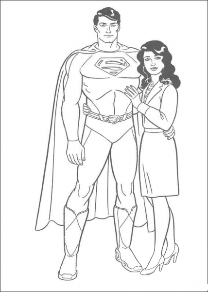 Superman With Lois Lane coloring page image