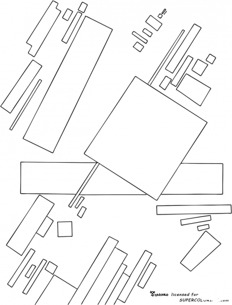 Suprematist Composition By Kazimir Malevich  coloring page image
