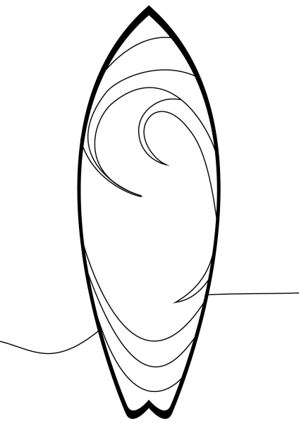 Surfboard coloring page image