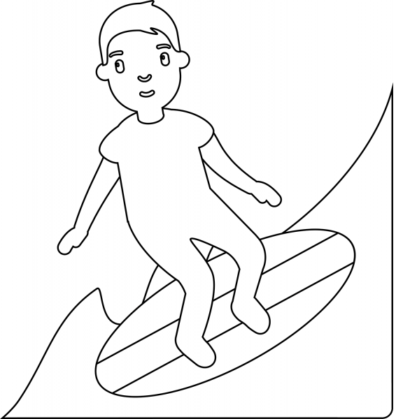 Surfer Emoji coloring page image