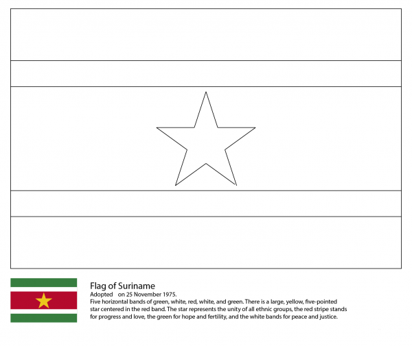 Suriname Flag coloring page image