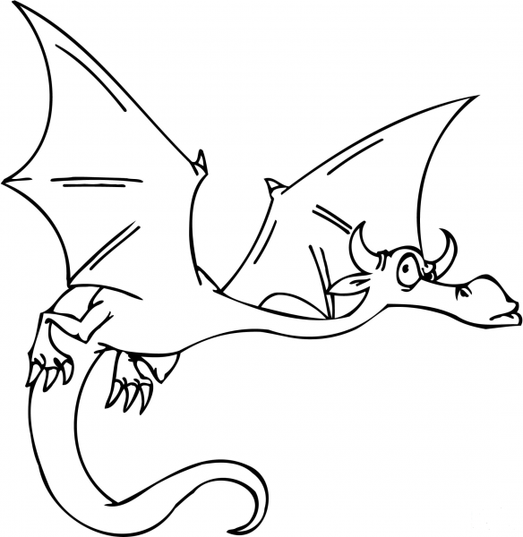 Suspicious Flying Dragon coloring page image