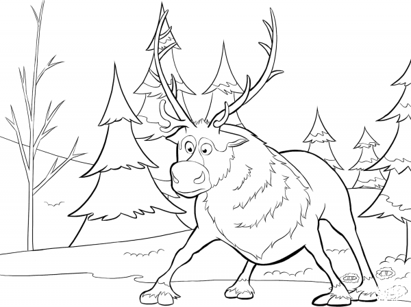 Sven from Frozen coloring page image
