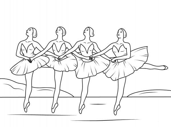 Swan Lake Ballet coloring page image