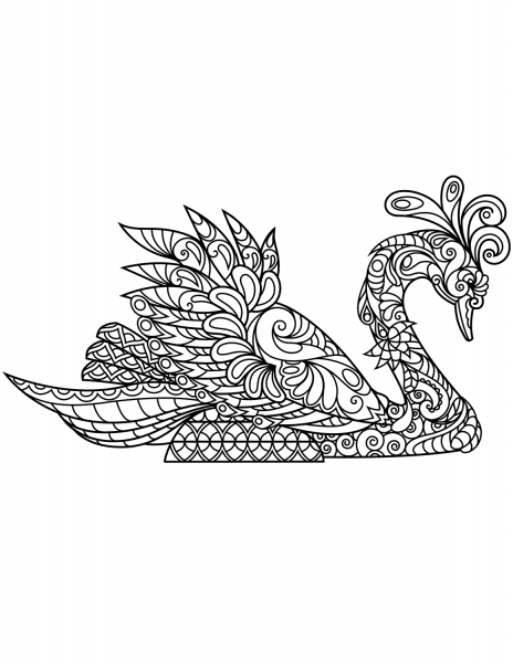 Swan Zentangle coloring page image