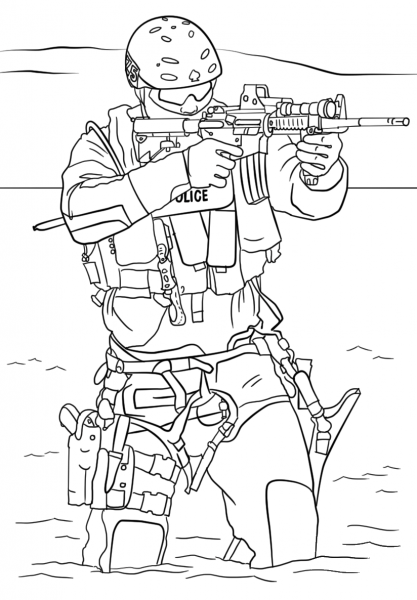 SWAT Police coloring page image