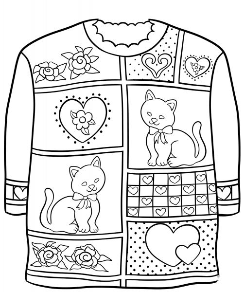 Sweater with Christmas Pattern coloring page image