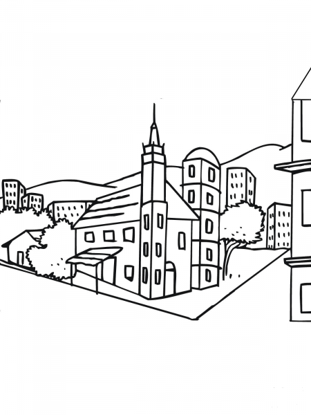 Sweden City Landscape coloring page image