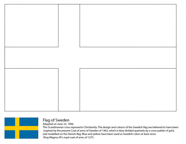 Sweden Flag coloring page image
