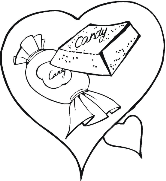 Sweet Chocolate Candy In a Heart  coloring page image