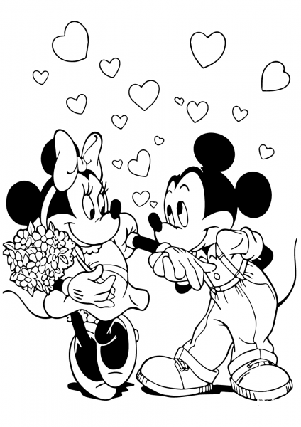 Sweet Valentine Couple in Love coloring page image