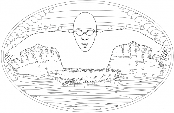 Swimming coloring page image