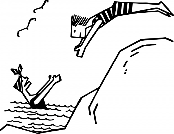 Swimming Couple coloring page image