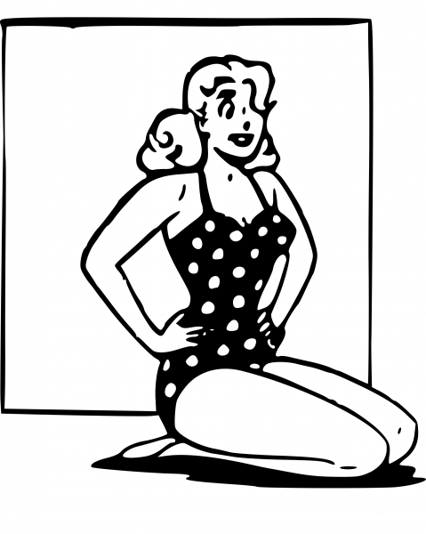 Swimsuit Pin up Pose coloring page image