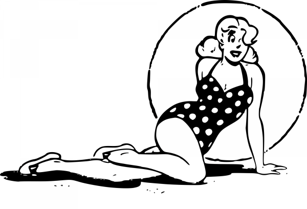 Swimsuit Pin up Pose coloring page image