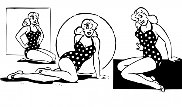 Swimsuit Pin up Poses coloring page image