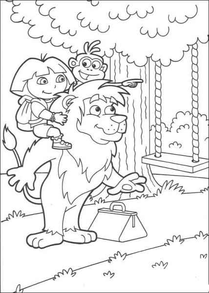 Swing in the woods coloring page image