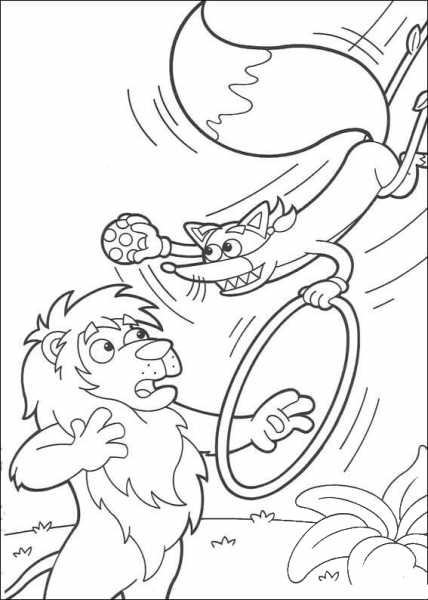 Swiper Is Stealing a circus ring coloring page image