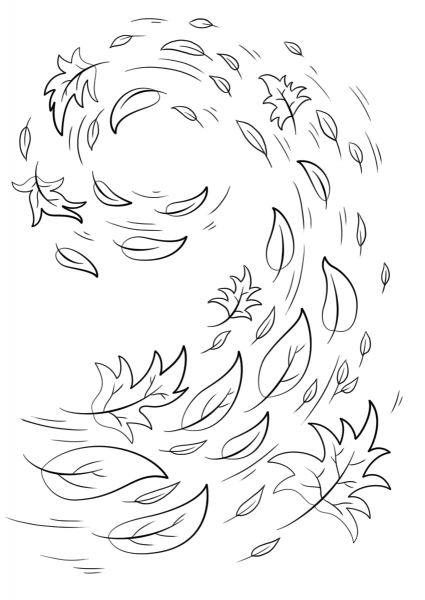 Swirling Autumn Leaves coloring page image