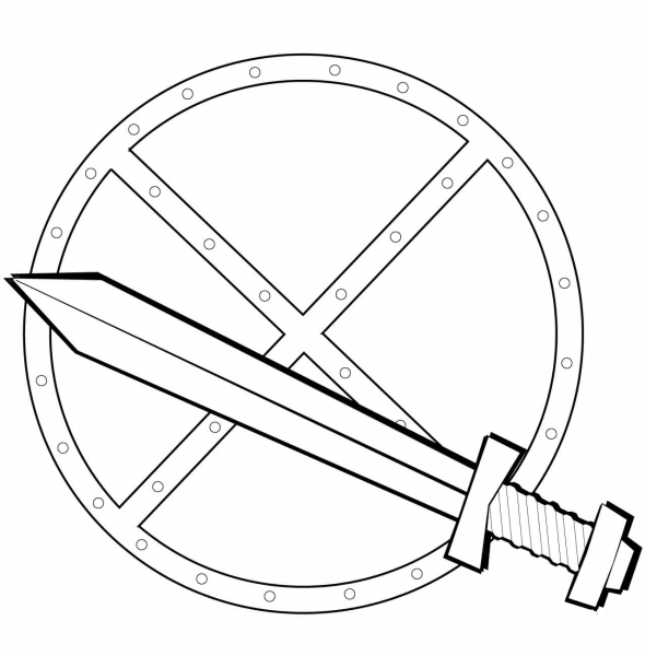 Sword and Shield coloring page image