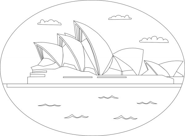 Sydney Opera House coloring page image